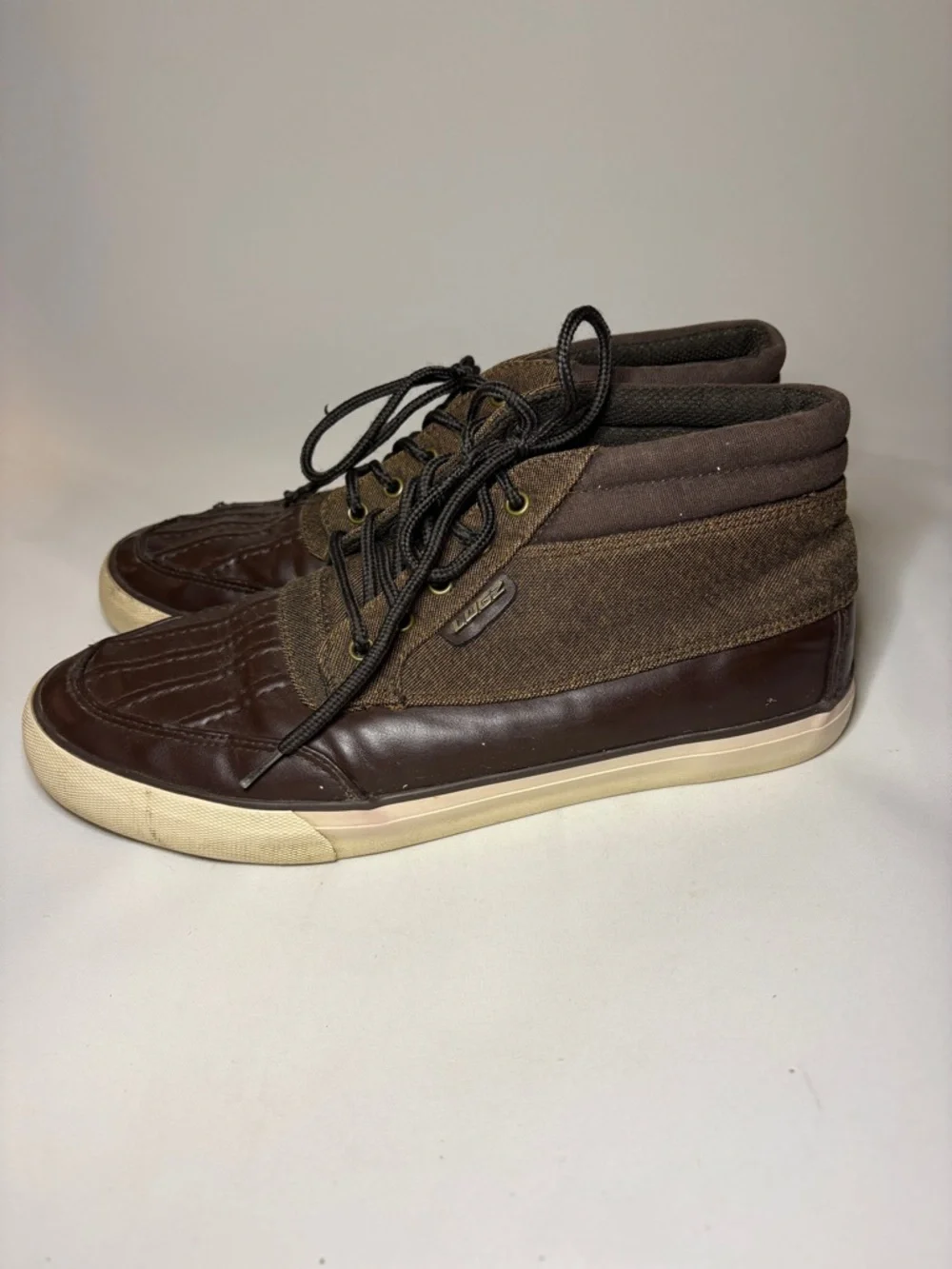 Lugz Men's Boomer Duck Toe & Brown‎ Canvas Sneakers Size 9.5